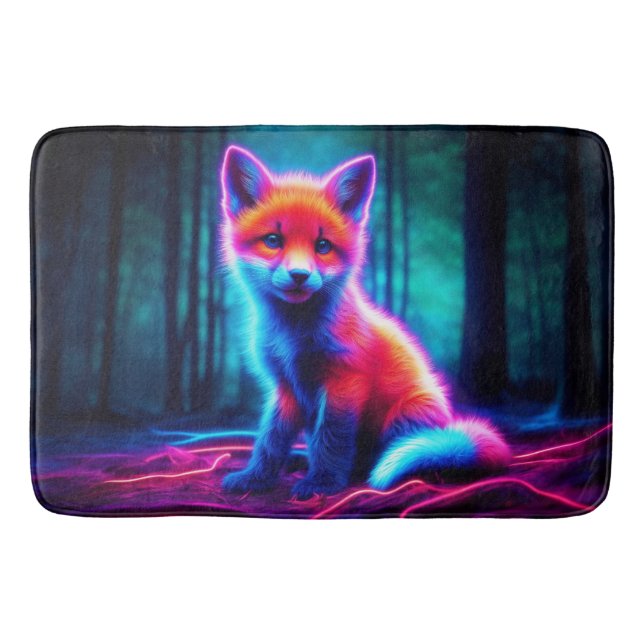 Tapis De Bain Renard rêveur vif aux teintes de couleur électriqu (Devant)