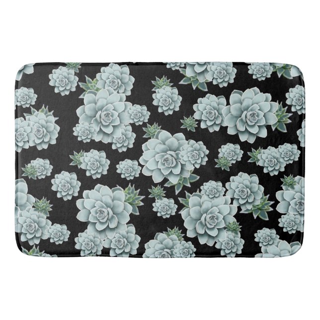 Tapis De Bain Répétez l'impression sur le noir (Devant)