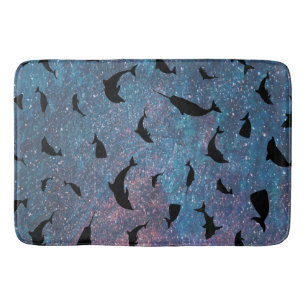 Tapis De Bain requin de l'ombre baleine sur galaxie en pente