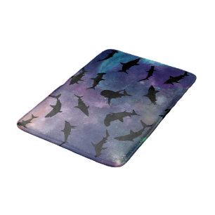 Tapis De Bain requin de l'ombre baleine sur galaxie en pente