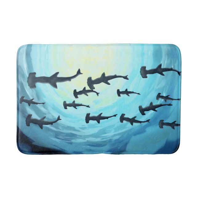 Tapis De Bain Requins en silhouette avec boule solaire (Devant)