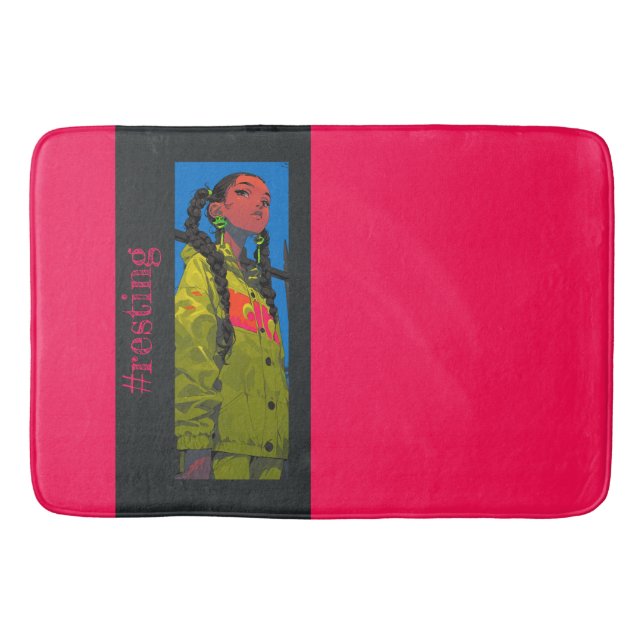 Tapis De Bain #resting Vibes, Fuchsia, (Devant)