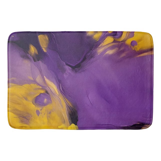 Tapis De Bain Résumé abstrait violet et or (Devant)