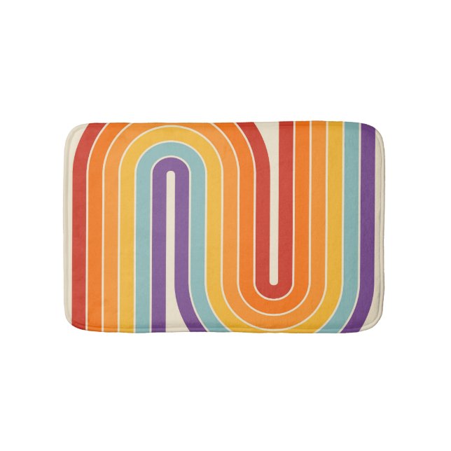 Tapis De Bain Retro 1970s Style Arched Stripes Geometric Pattern (Devant)