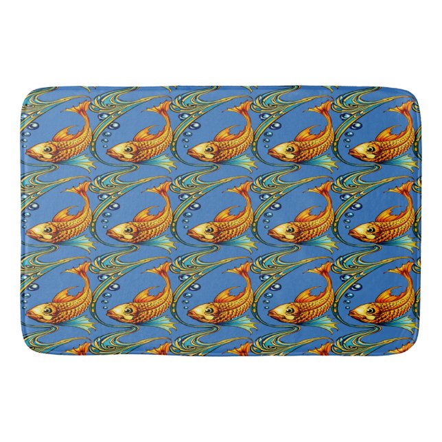 Tapis De Bain Retro Art Nouveau Koi Fish Pattern (Devant)