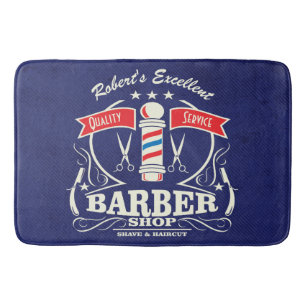 Tapis De Bain Retro Barber Stylet Work Floor Mat Blue