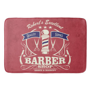 Tapis De Bain Retro Barber Stylet Work Floor Mat Red Retro
