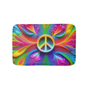 Tapis de bain rétro boho Signe de paix Hippie vint