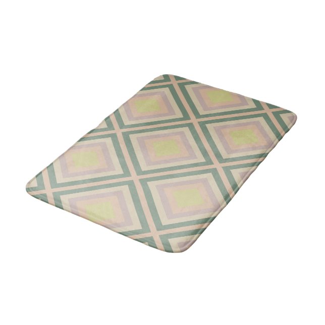 Tapis De Bain Retro Chic Lemon Pastel géométrique (Angle)