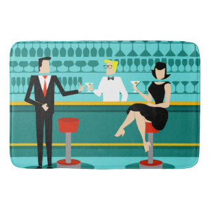 Tapis De Bain Retro Cocktail Lounge Bath Mat