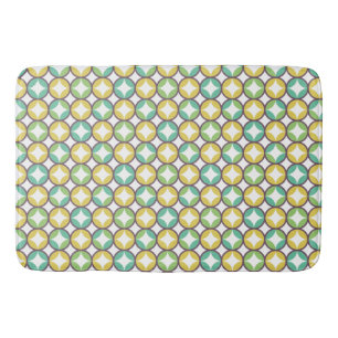 Tapis De Bain Retro Diamond dans Circle Pattern Blue Green Gold