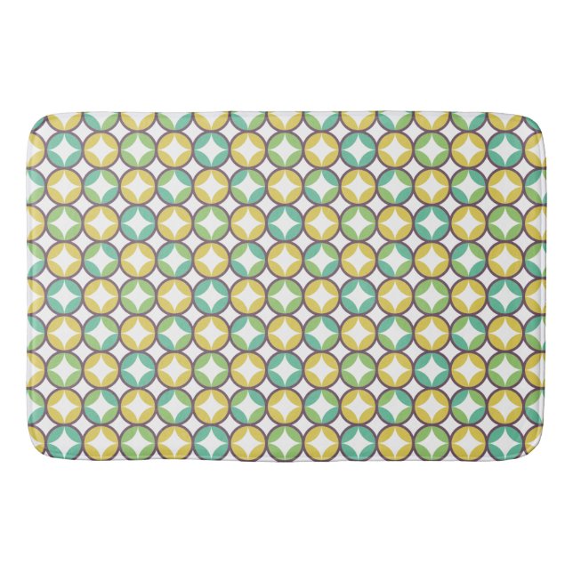 Tapis De Bain Retro Diamond dans Circle Pattern Blue Green Gold (Devant)