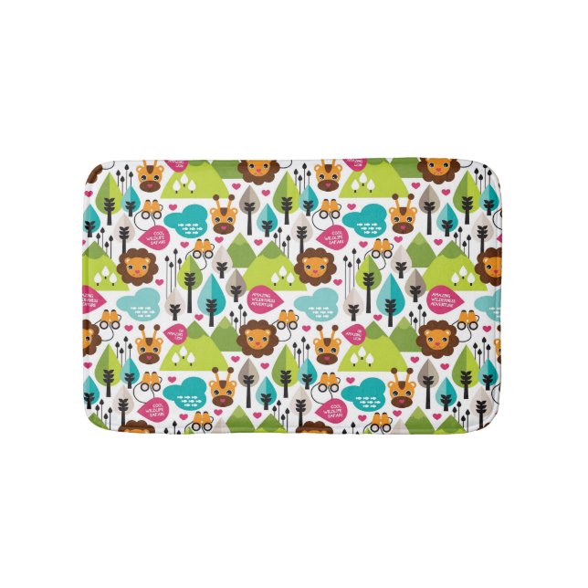 Tapis De Bain rétro faune de lion de safari d'enfants (Devant)