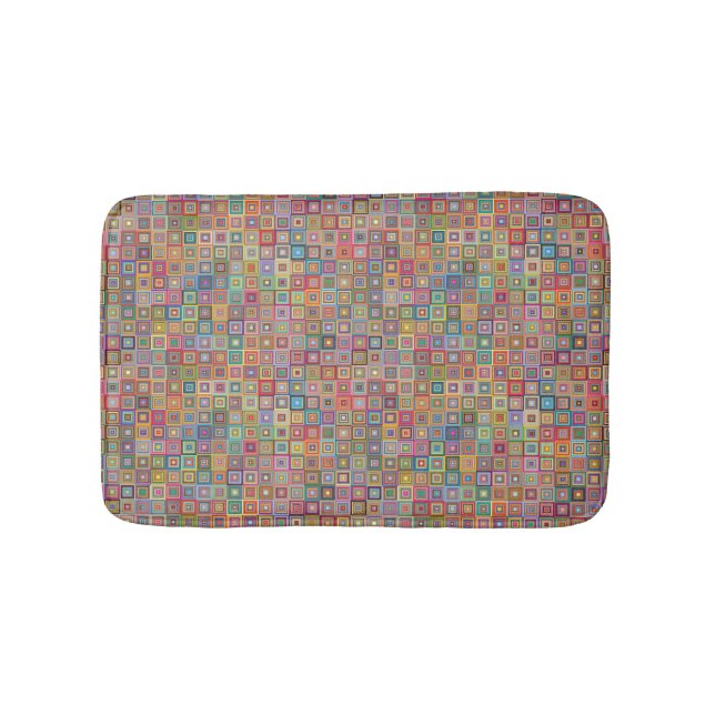 Tapis De Bain Retro Geometric Square Tile Pattern (Devant)
