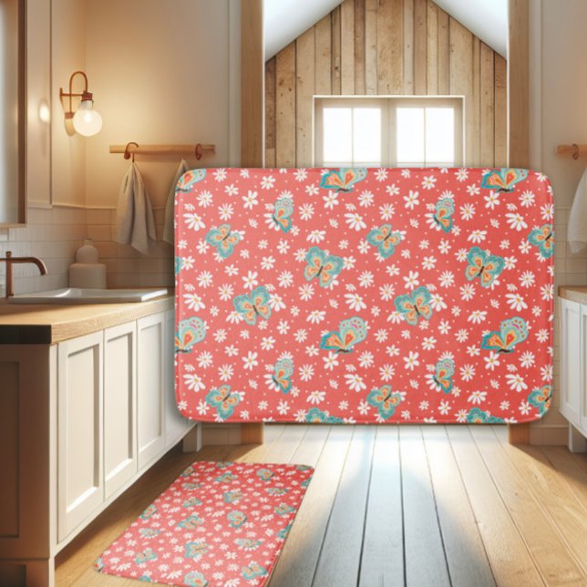 Tapis De Bain RETRO les années 70 Hippy Daisy Mod Papillon Saumo (Créateur téléchargé)