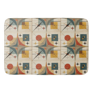 Tapis De Bain Retro Mid Century Atomic Geometric Pattern