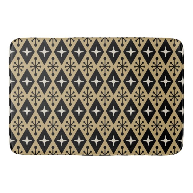 Tapis De Bain Retro Mid Century Modern Diamond Starburst Pattern (Devant)
