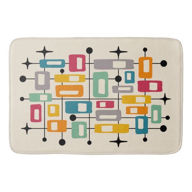 Tapis De Bain Retro Mid-Century Moderne Abstrait (Devant)