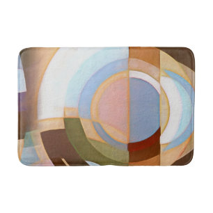 Tapis De Bain Retro Mod Brown et Blue Grapic Circle Pattern