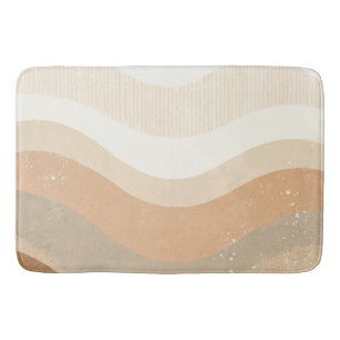 Tapis De Bain Retro Mod Waves Earthy Neutral Design