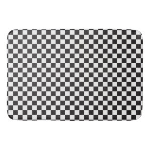 Tapis De Bain Rétro motif Checkered classique noir et blanc