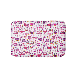 Tapis De Bain rétro motif coloré d'oiseau de hibou