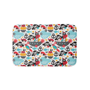 Tapis De Bain Rétro navigation d'illustration de pirates