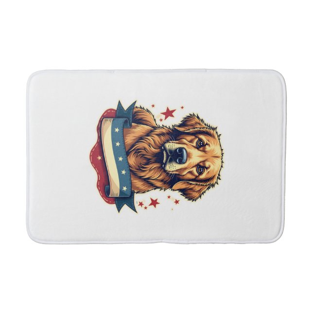 Tapis De Bain Retro Patriotic Golden Retriever Engraving Tee 4 (Devant)