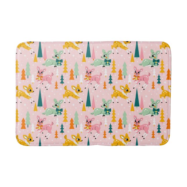 Tapis De Bain Retro Reindeer Wonderland Motif de vacances (Devant)