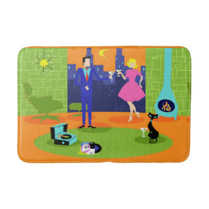 Tapis De Bain Rétro Romantique Soirée Couple Mat