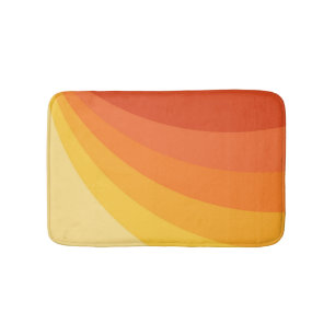 Tapis De Bain Retro style jaune et orange rayons de soleil desig