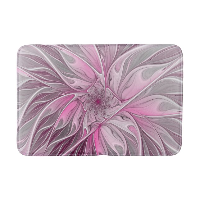 Tapis De Bain Rêve de fleur rose fractal, Motif d'Imaginaire flo (Devant)