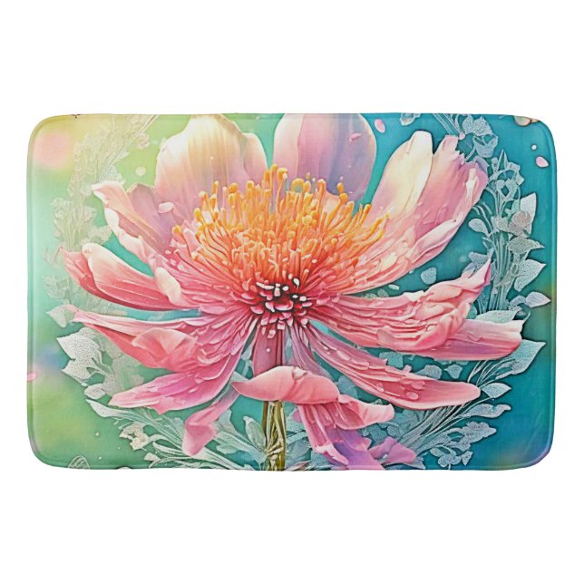 Tapis De Bain Rêve papillon rose en fleur (Devant)