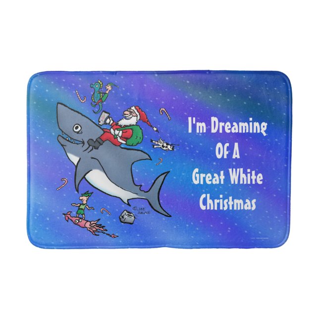 Tapis De Bain Rêver D'Un Grand Requin Blanc Drôle Noël (Devant)