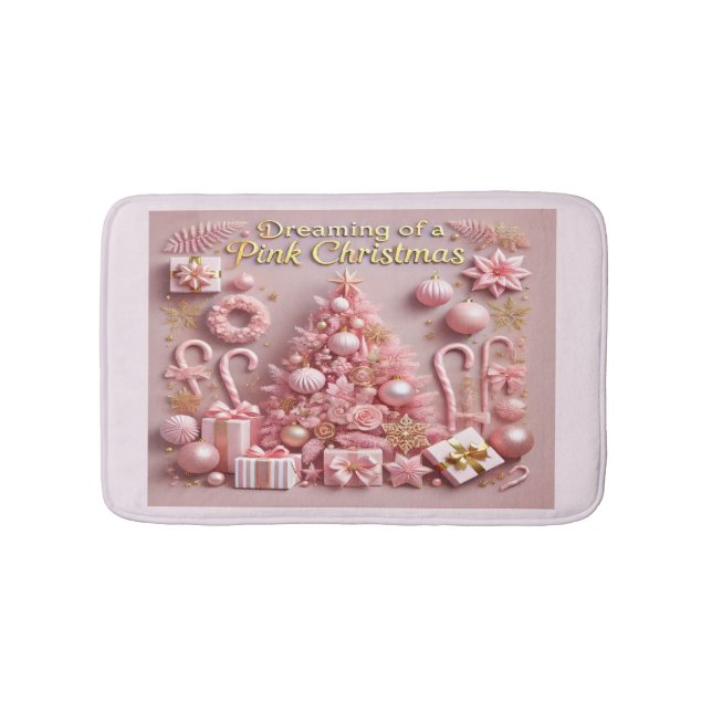 Tapis De Bain Rêver d'un Noël rose (Devant)