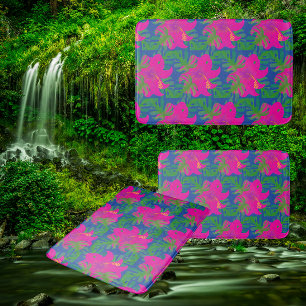 Tapis De Bain Rêves de forêt tropicale Hibiscus Vert Bleu Rose C