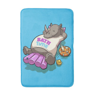 Tapis De Bain Rhino Relaxé Temps de bain drôle personnage de des