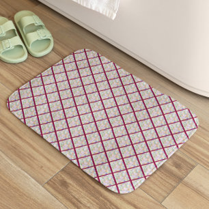 Tapis De Bain Rideau de douche Abstrait Whimsical Red Rhombus
