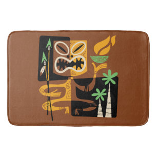 Tapis De Bain Rituels Tribaux Anciens : Homme avec Feu et Lances