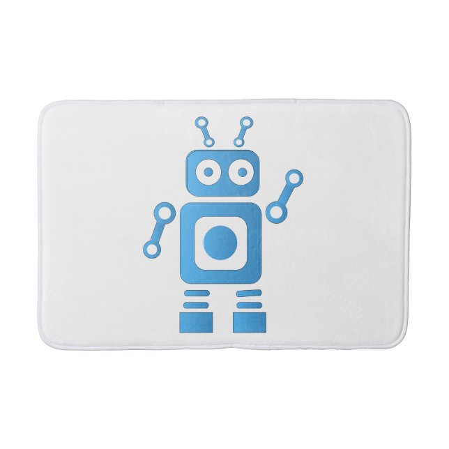 Tapis De Bain Robot rétro bleu (Devant)