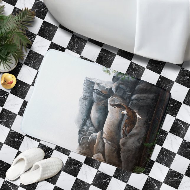 Tapis De Bain Rocks de vol de Bald Eagle (Créateur téléchargé)