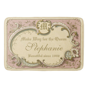 Tapis De Bain Rococo Boudoir à l'élégante trame rose or