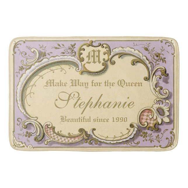 Tapis De Bain Rococo-Boudoir - Lilac en or à cadre élégant (Devant)