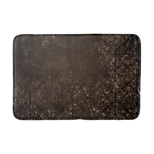 Tapis De Bain Romance en bronze de minuit   Satiny Grunge Damask