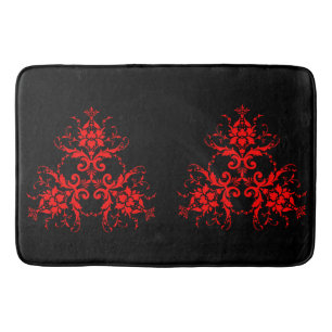 Tapis De Bain Romantique, Elégant Vintage Damask Red Goth