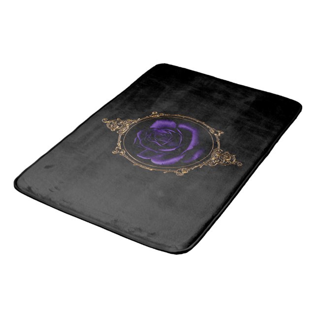 Tapis De Bain Romantique, Goth Vintage Purple Roses (Angle)