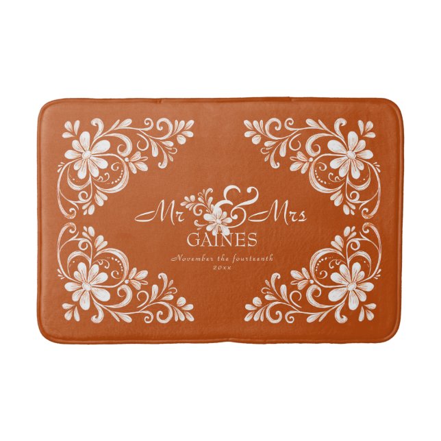 Tapis De Bain Romantique Shabby Chic Burnt Orange M. Mme Newlysé (Devant)
