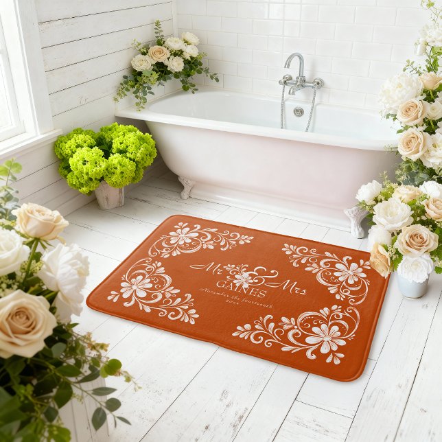 Tapis De Bain Romantique Shabby Chic Burnt Orange M. Mme Newlysé (Créateur téléchargé)