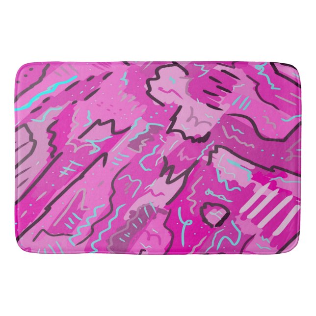 Tapis De Bain Rose! Amusant avec l'art Abstrait (Devant)