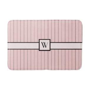 Tapis De Bain Rose avec Pinstripes Noires Bain Mat